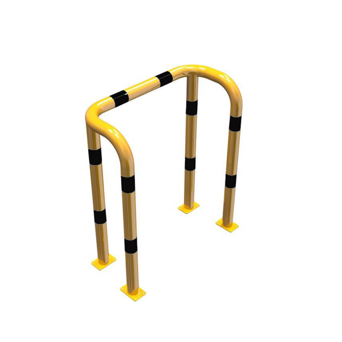 Rammschutzbügel Doppelbügel Ø 76 mm Stahlrohr für Dübelbefestigung gelb / schwarz B 1000 mm H 1150 mm