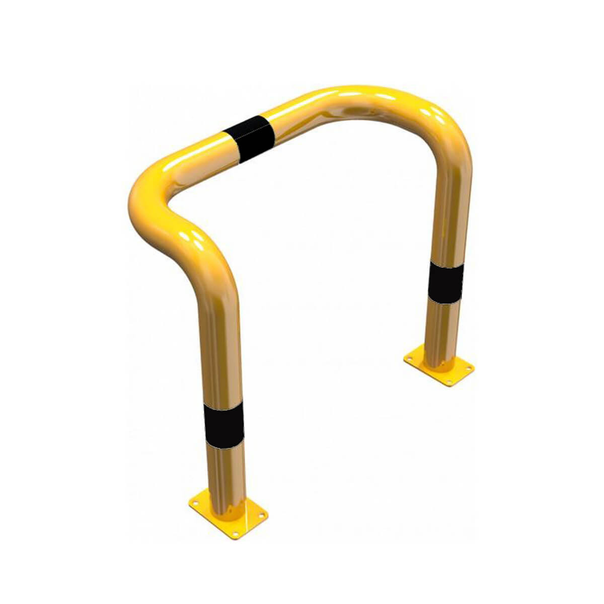 Rammschutzbügel doppelseitige Ø 76 mm Stahlrohr für Dübelbefestigung gelb / schwarz B 750 mm H 650 mm