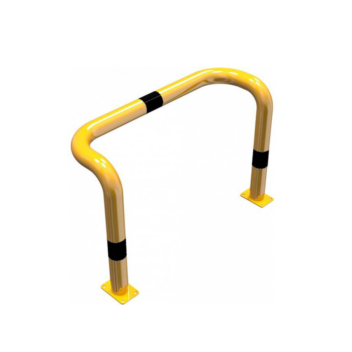 Rammschutzbügel doppelseitige Ø 76 mm Stahlrohr für Dübelbefestigung gelb / schwarz B 1000 mm H 650 mm