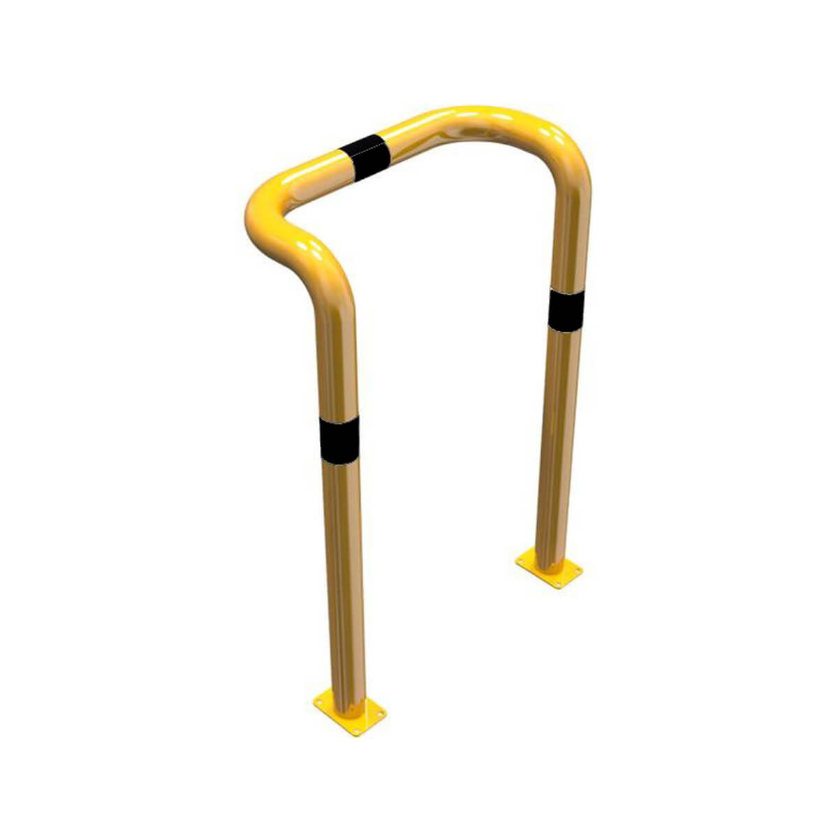 Rammschutzbügel doppelseitige Ø 76 mm Stahlrohr für Dübelbefestigung gelb / schwarz B 750 mm H 1150 mm