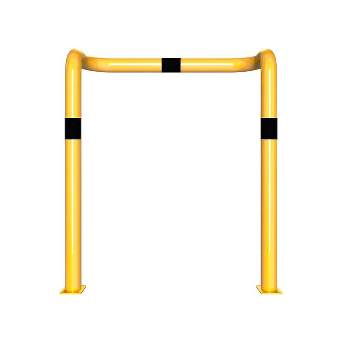 Rammschutzbügel doppelseitige Ø 76 mm Stahlrohr für Dübelbefestigung gelb / schwarz B 1000 mm H 1150 mm