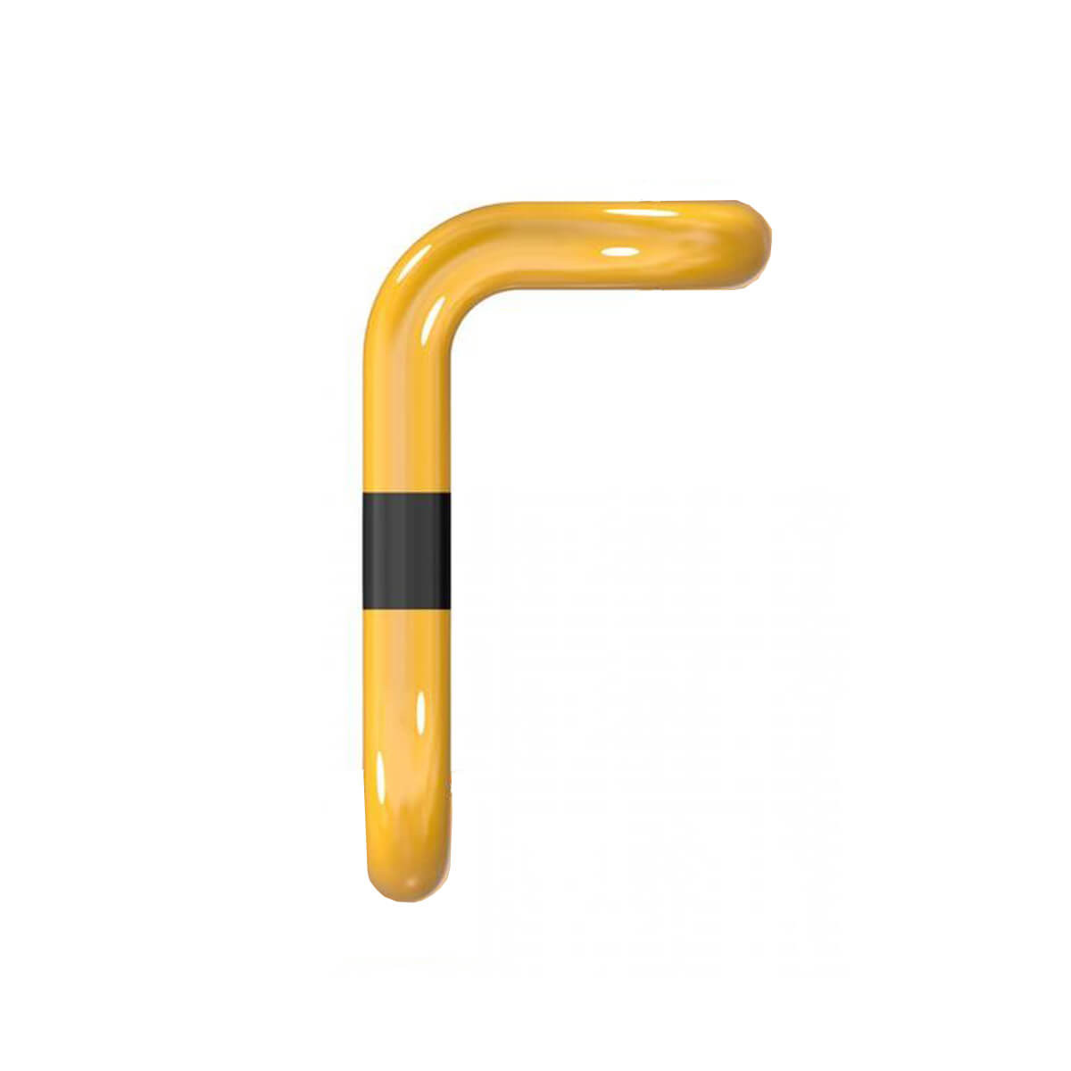 Rammschutzbügel 90° einseitig rechts vertiefte Ausführung Ø 76 mm Stahlrohr gelb / schwarz