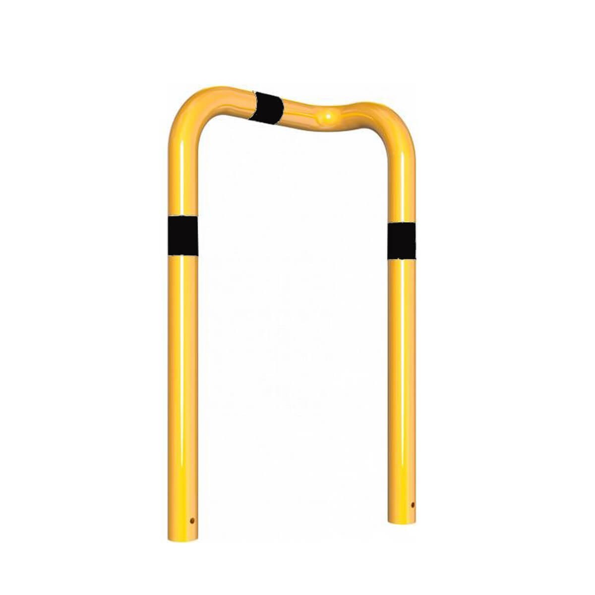 Rammschutzbügel 90° einseitig rechts Ausführung Ø 76 mm Stahlrohr zum einbetonieren gelb / schwarz B 600 mm H 650 mm