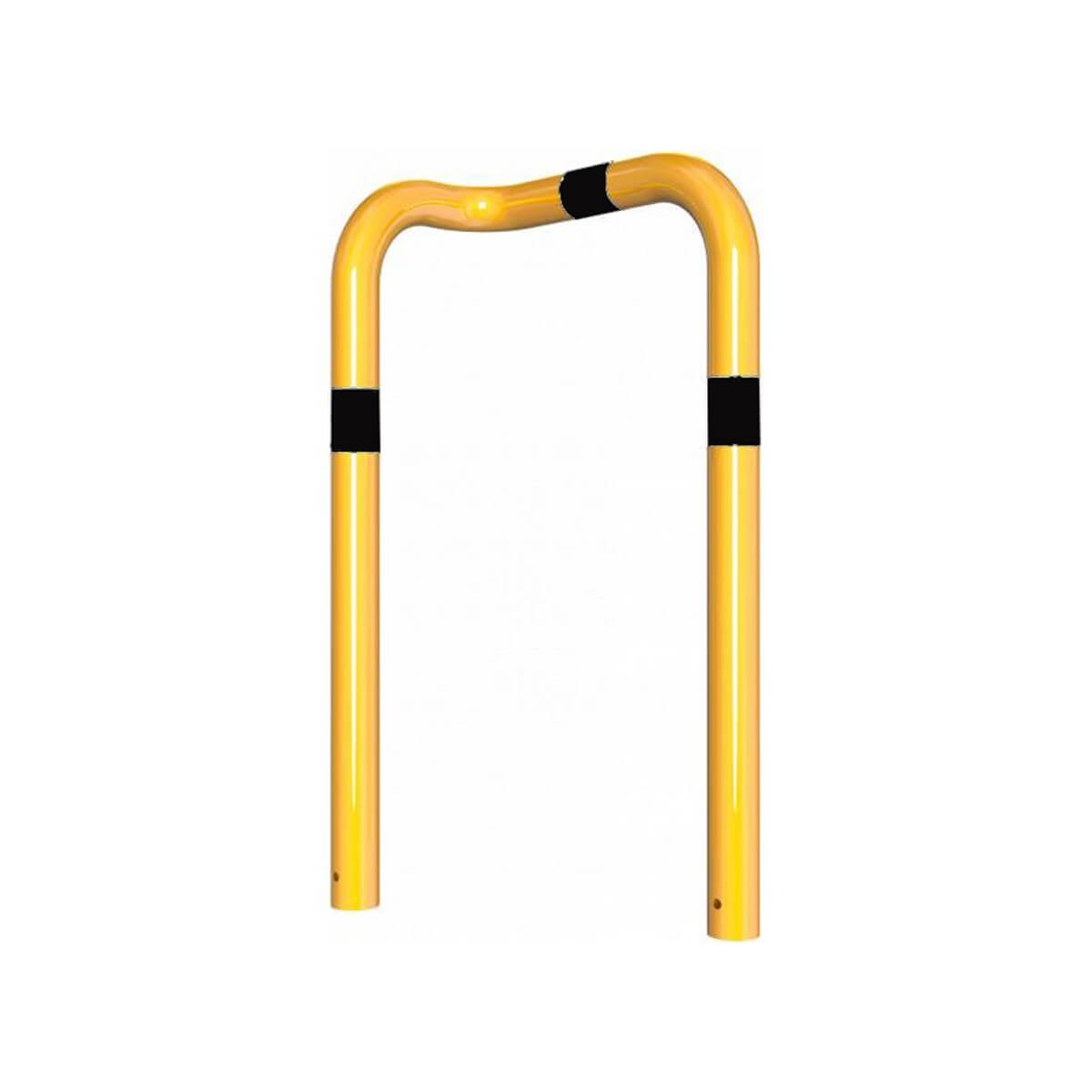 Rammschutzbügel 90° einseitig links Ausführung Ø 76 mm Stahlrohr zum einbetonieren gelb / schwarz B 600 mm H 650 mm