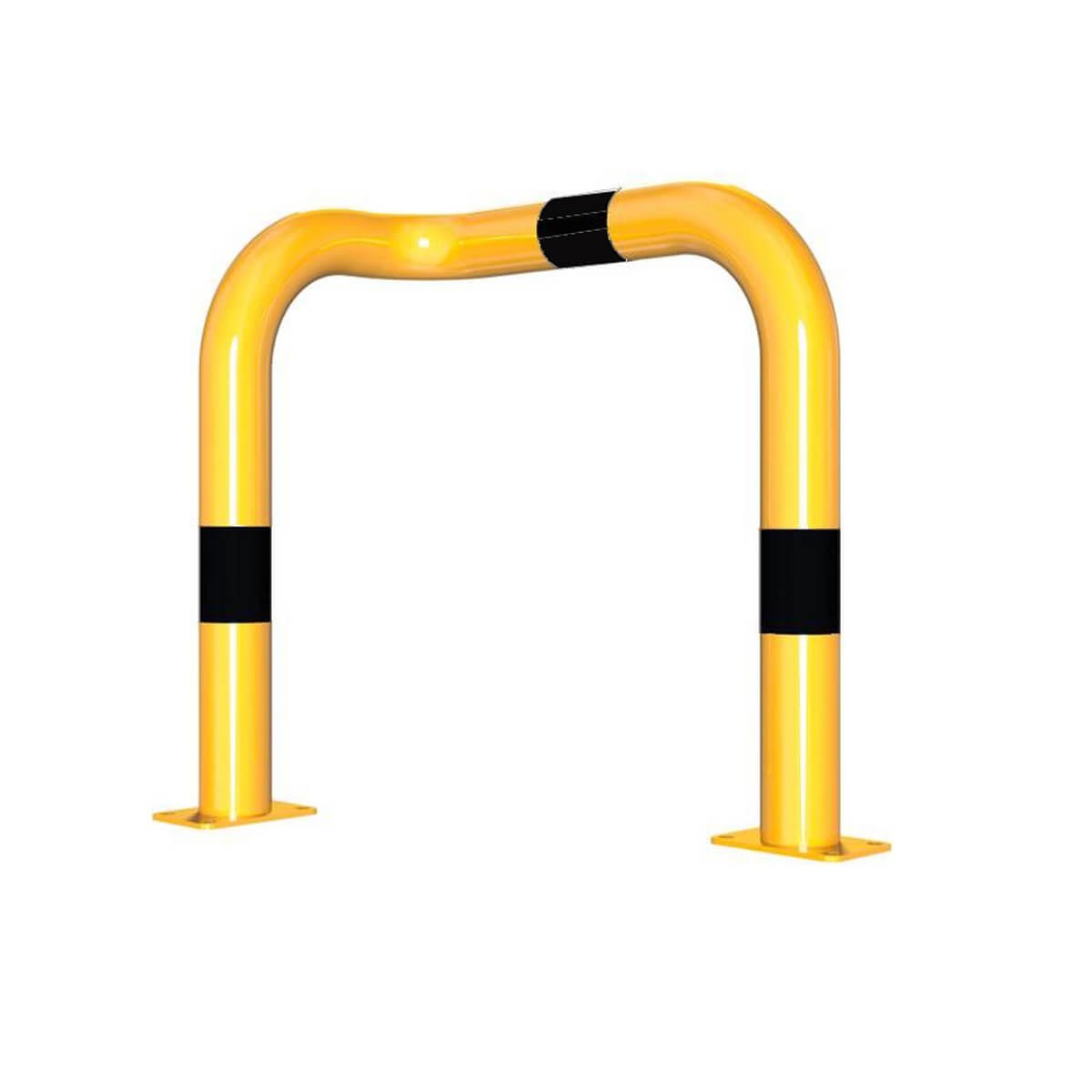 Rammschutzbügel 90° einseitig links Ausführung Ø 76 mm Stahlrohr für Dübelbefestigung gelb / schwarz B 600 mm H 650 mm