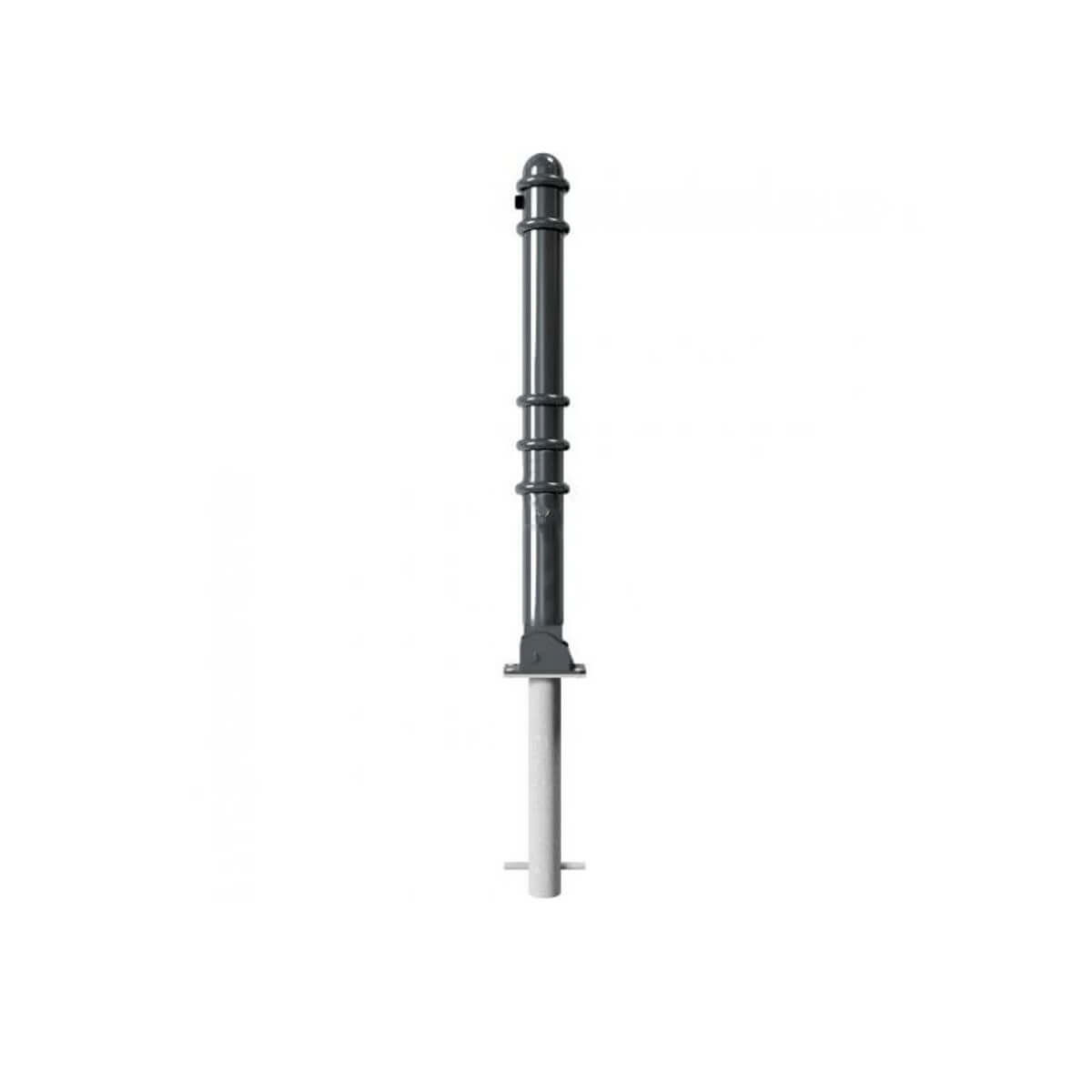 Absperr-Stilpfosten Ø 76 mm Serie 479 umlegbar mit Dreikantverschluss zum einbetonieren inkl. Bodenhülse Anthrazit RAL 7016