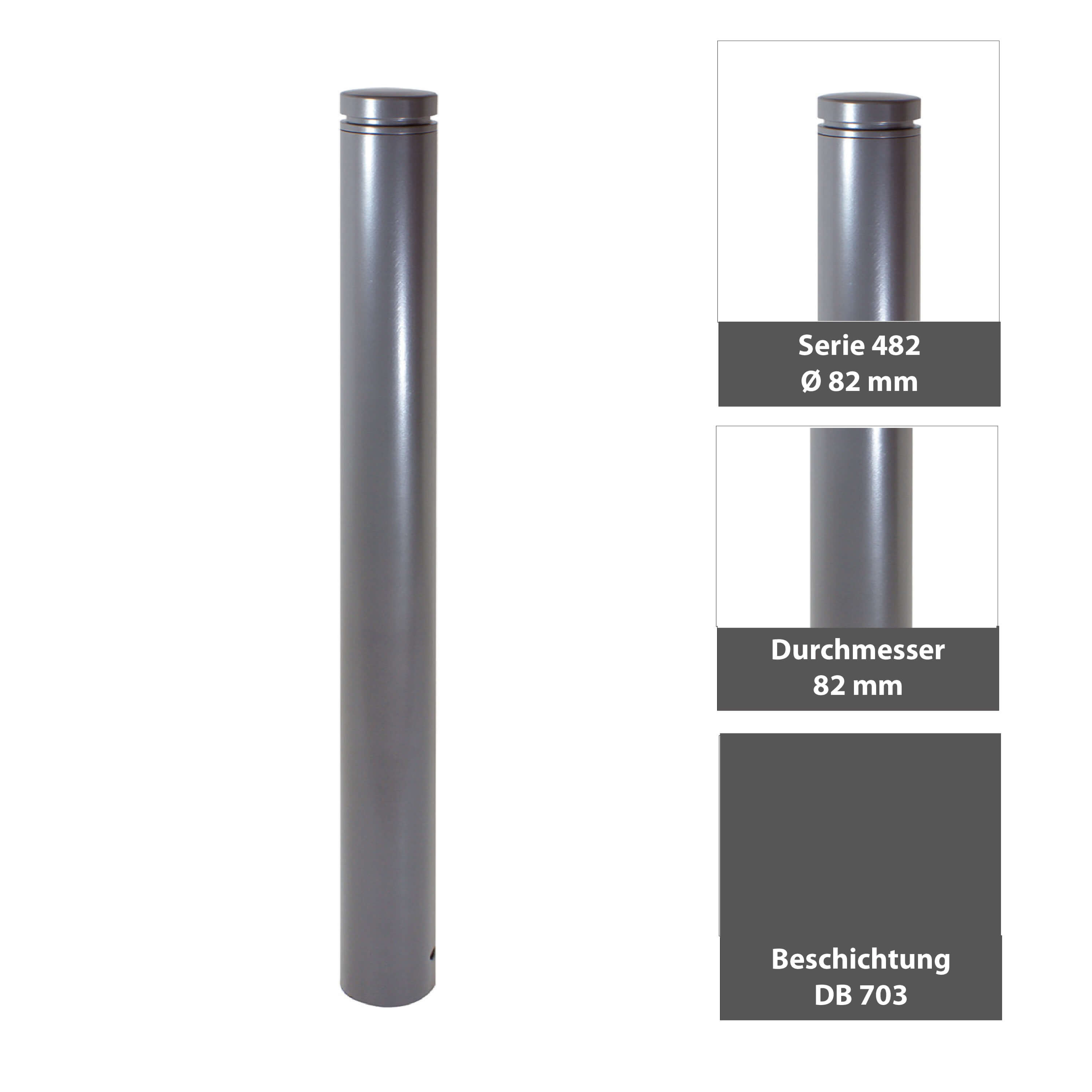Absperr-Stilpfosten Ø 82 mm Serie 482 ortsfest zum einbetonieren