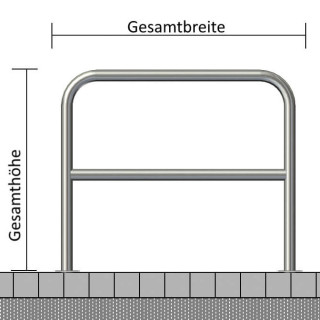 Edelstahlbügel Ø 48 mm mit Querholm für Dübelbefestigung
