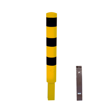 Stahlrohrpoller Ø 152 mm-gelb besch, / schwarze Streifen- herausnehmbar mit Dreikant-1000 mm