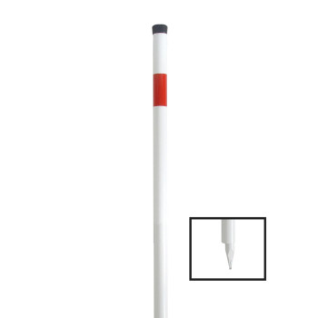 Absperrpfosten 42 mm Stahlrohr weiß besch. / rote Streifen zum einschlagen