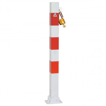 Absperrpfosten 70 x 70 mm Stahlrohr umlegbar für Vorhangschloss, Dübelbefestigung
