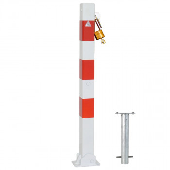 Absperrpfosten 70 x 70 mm Stahlrohr umlegbar für Vorhangschloss zum einbetonieren